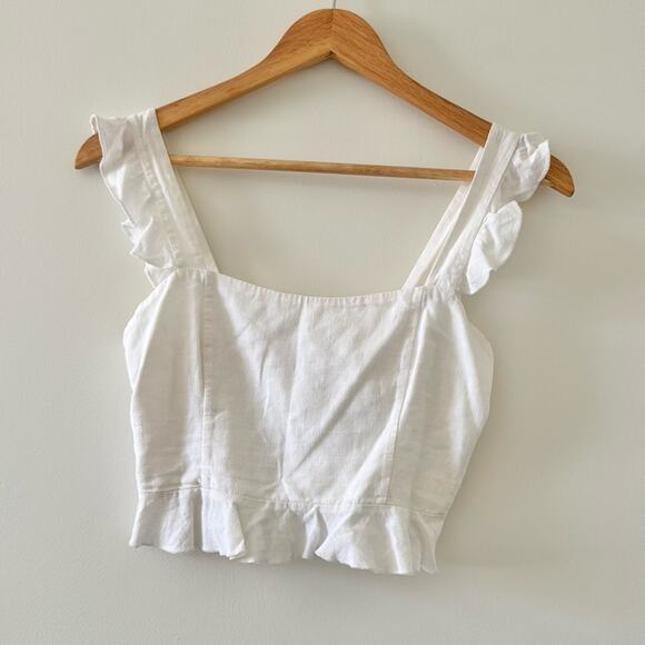Show Me Your Mumu Delia Linen Crop Top Size XS White - Picture 2 of 4